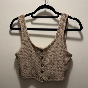 NWT Forever21 Knit Beige Crop Top Size L